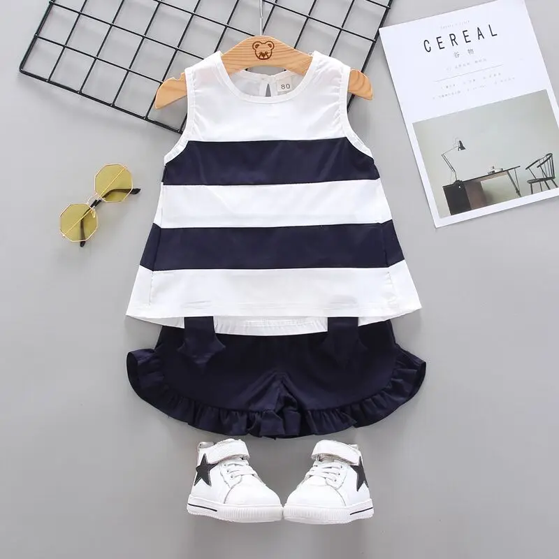 

Baby girls summer clothes sets toddler fashion cotton vest+shorts pants 2pcs tracksuits for bebe girls infant birthday clothing