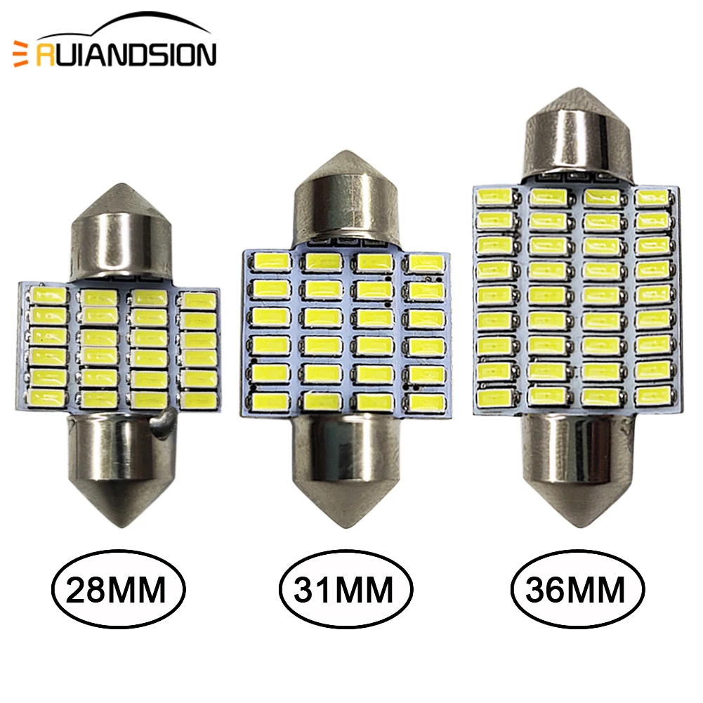 2 шт 1 44 Вт 28 мм 31 36 3014 24SMD 6000K C5W C10W гирлянда светодиодный Внутренний Карта купольная