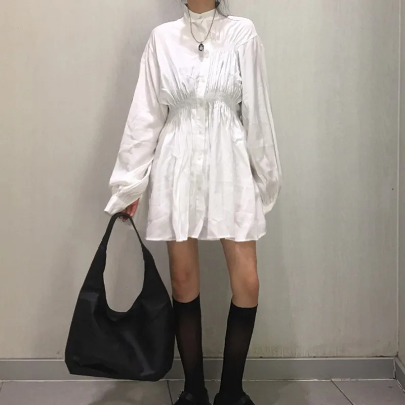 Женское винтажное платье SHENGPALAE с высокой талией стоячим воротником