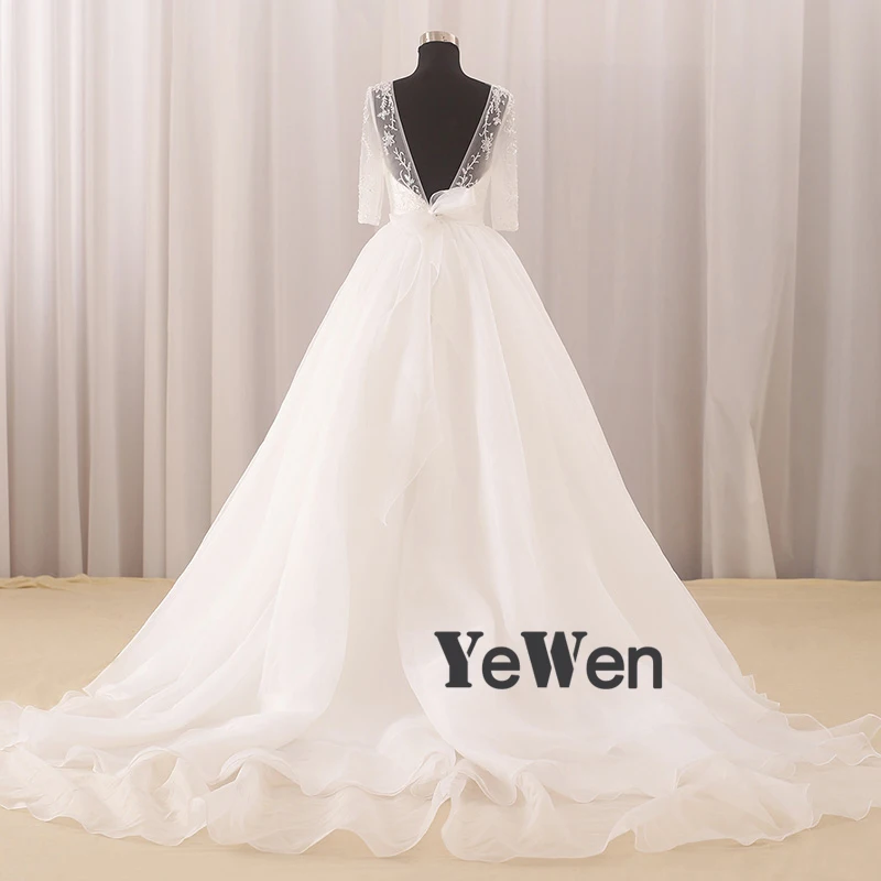 Свадебные платья со шлейфом 1 2 м aline 2020 Yewen свадебные с открытыми плечами