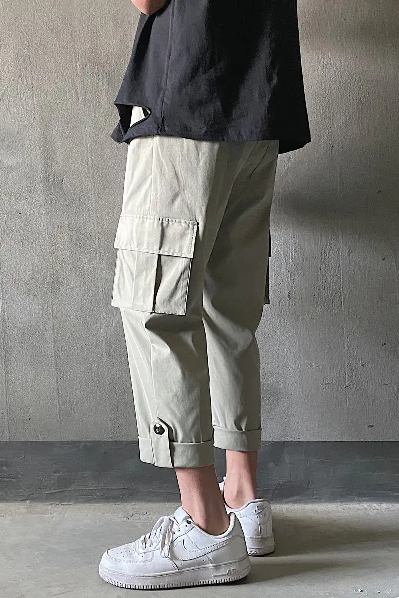 

2020 Spring And Summer New Youth Popular Solid Color Ins Multi-pocket Loose Large Size Overalls Fashion Casual Straight Pants