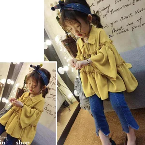 Spring Autumn Baby Girl Blouse 2021 New Arrival Kids Korean Loose Fashion Shirt Flared Sleeves Cute Shirts for Girl Kids Clothes