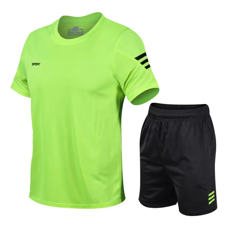 

Running Sets Men Sportswear Short sleeve Clothes Fitness Basketball tennis Soccer Plus Size Gym Clothing 2 pieces Sports Suits