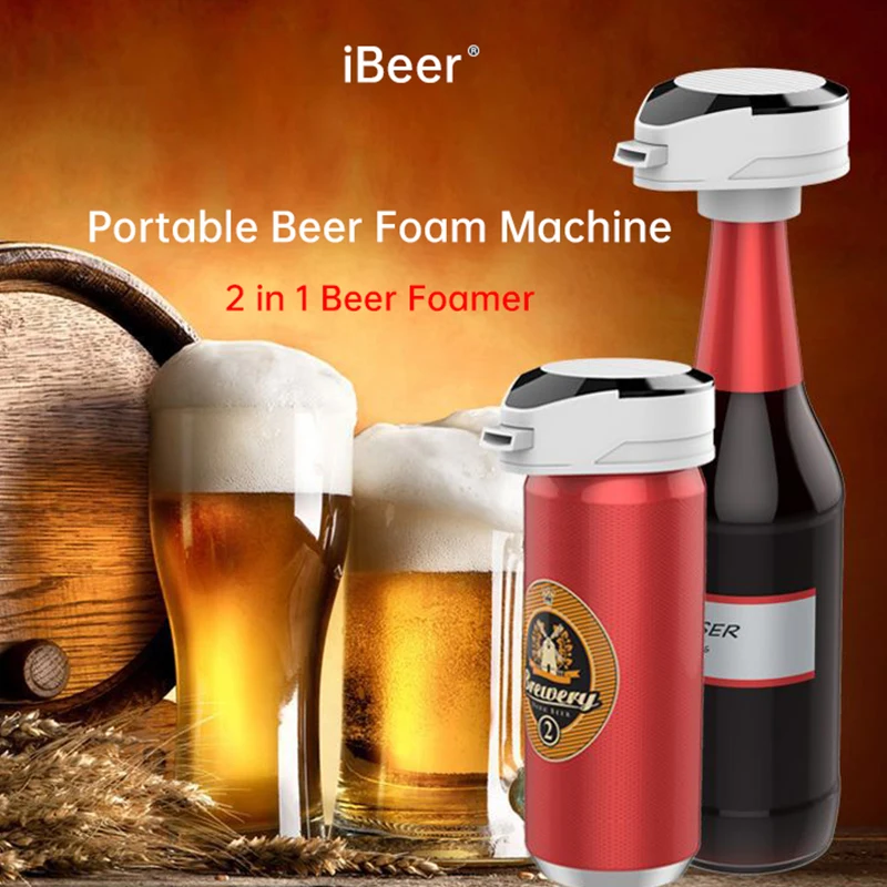 IBeer-Espumador de cerveza port&aacute;til, 3 en 1, f&aacute;cil de desmontar, uso especial, abridor de botellas y enlatados-1