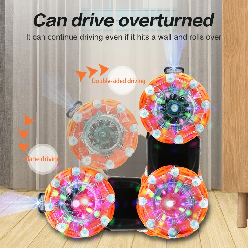 

2.4G Wireless Remote Control Double-sided Driving Stunt Car 4WD 360 Degree Rotation Drift Deformation LED Light RC Car 2.4G Wir