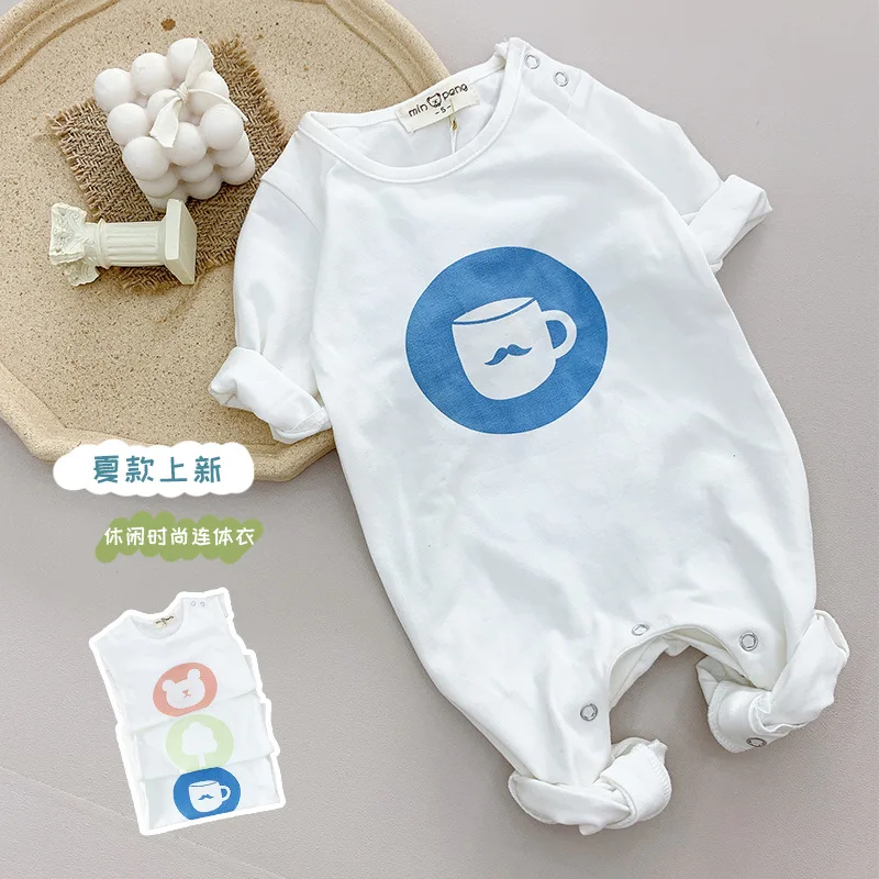 

Cartoon Pattern New Baby Home Service Female Korean Children'S Pajamas Autumn Thin Section Newborn One-Piece