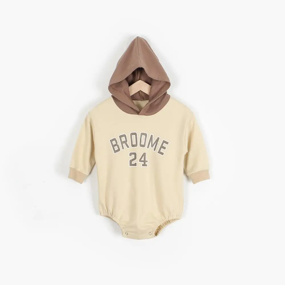 

New Korean Loose Style Baby Clothes Comfortable Cotton Hoodies Romper Simple Letter Printed Baby Rompers for 0-18 Month Infants