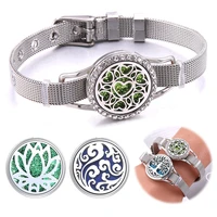 heart rhinestones aromatherapy bracelet high quality stainless steel wristband perfume oil diffuser bracelet fashion jewelry