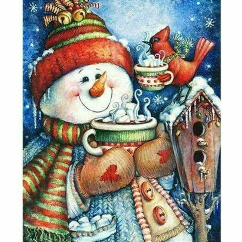 Full Square Diamond Painting Christmas Winter Snowman Design Embroidery Displays | Дом и сад