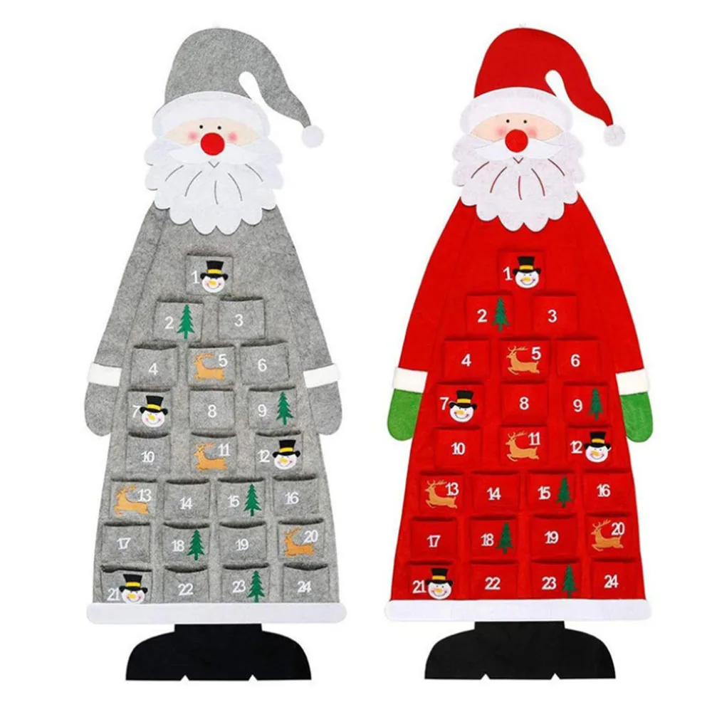 

1PCS Christmas Decoration Felt Wall Santa Advent Calendar With Pocket 24 Days Reusable Christmas Countdown Day Hanging Calendar