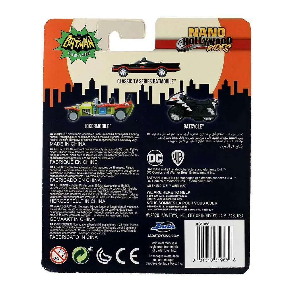 

Jada cars 1/128 Nano Classic TV Series Batmobile & BATCYCLE & Jokermoblie Collection car Christmas gifts for children