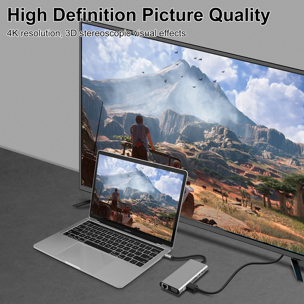 Тип USB C концентратор Type-C совместимому с HDMI 4K VGA RJ45 Lan Ethernet SD TF USB-C 3 0 5 мм Джек аудио