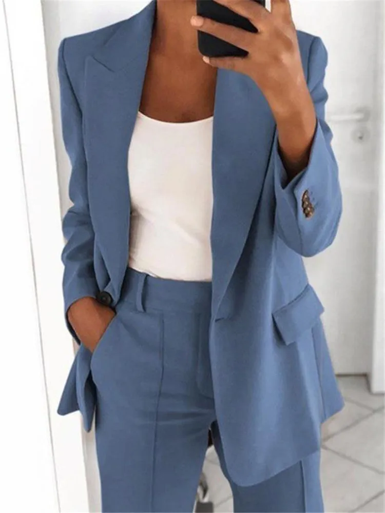 

Women Sexy Long Sleeve Solid Color Jacket 2021 Autumn Elegant Turn-down Collar Tops Office Lady Spring Slim Cardigan Outerwear