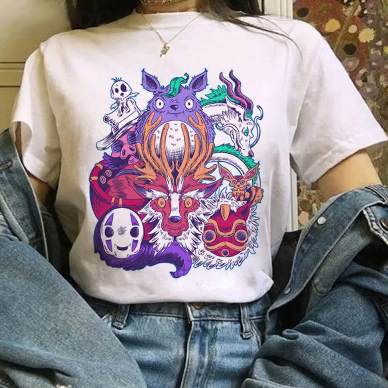 

Totoro Studio Ghibli Harajuku Kawaii T Shirt Women Ullzang Miyazaki Hayao Tshirt Funny Cartoon T-shirt Cute Anime Top Tee Female