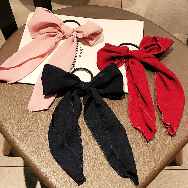 

Women Hair Accessories Rubber Bands Tiara Satin Ribbon Hair Bow Elastic Hair Band Rope Scrunchies Ponytail Holder Gum for Girls