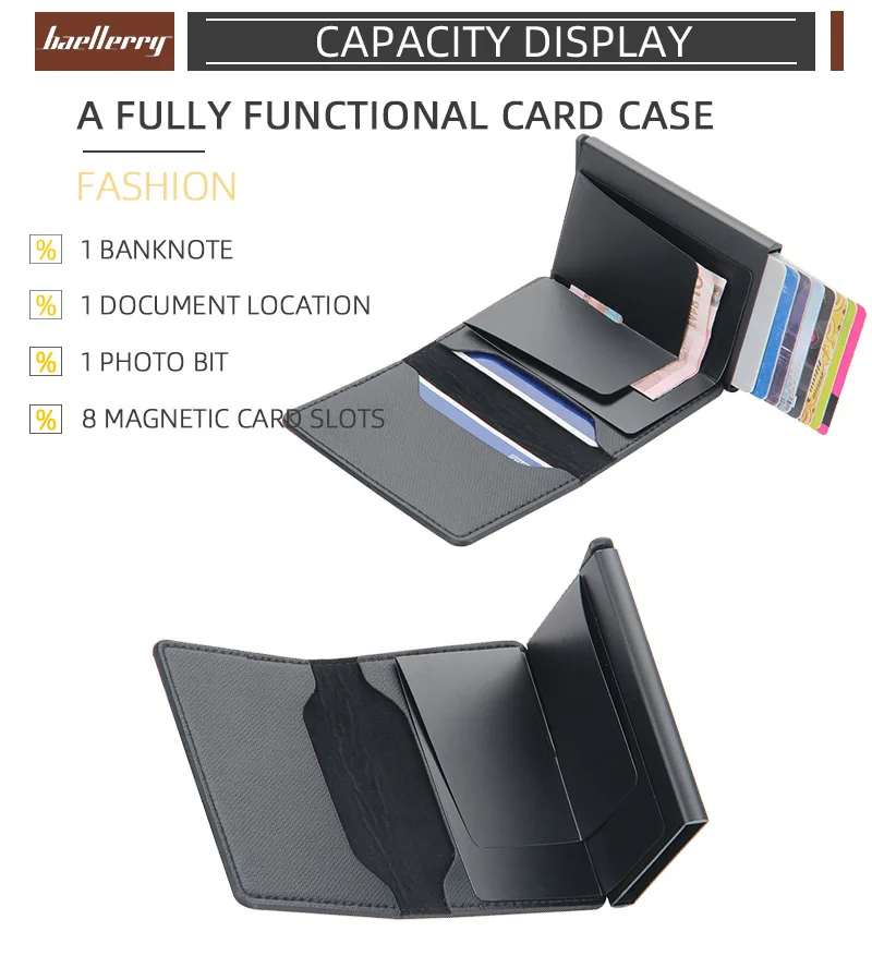 Business ID Credit Card Holder Men and Women Metal RFID Vintage Aluminium Box PU Leather Wallet Note Carbon | Багаж и сумки
