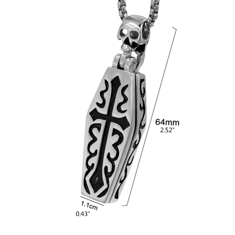 85LB Хэллоуин гроб вампира крест череп ожерелье из нержавеющей стали Готический