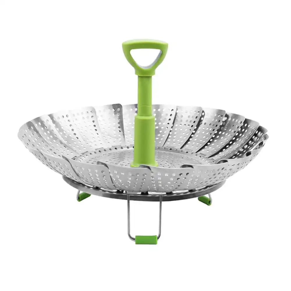 9 Inch Kitchen Food Steamer Stainless Steel Cookware Steaming Basket Mesh Folding Fruit Vegetable Vapor Cooker | Дом и сад