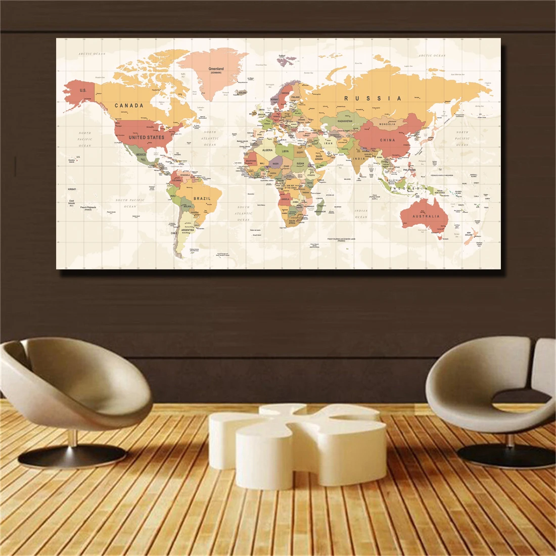 Карта мира декоративная картина на холсте современный плакат Скандинавская