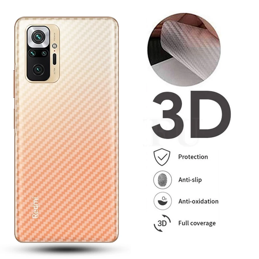 5 шт./лот 3D задняя защитная пленка из углеродного волокна для экрана Redmi Note10 Pro Xiaomi