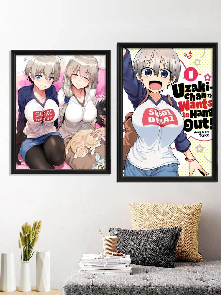 

UCWA Uzaki chan wa Asobitai Amine Cartoon Poster Prints Decor Art Silk Decoration Room Home Wall