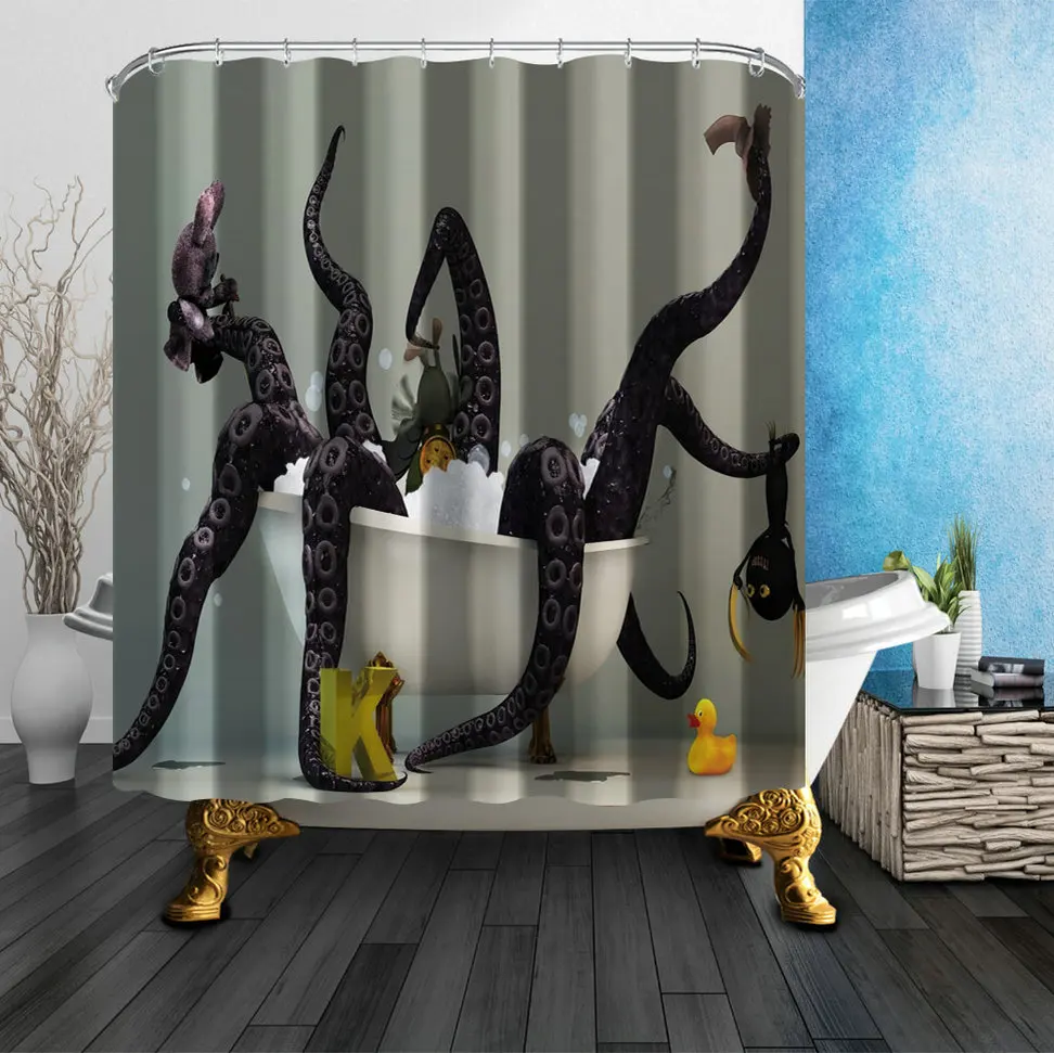 Занавески для душа с изображением животного тигра кота осьминога занавески