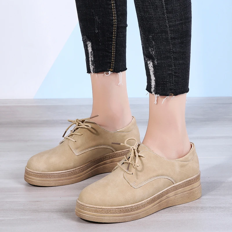 

Cow Suede Leather women Flats oxford shoes Spring Ladies sneakers Loafers Casual ShoeMoccasin Plus SizeAutumn Boat Shoes