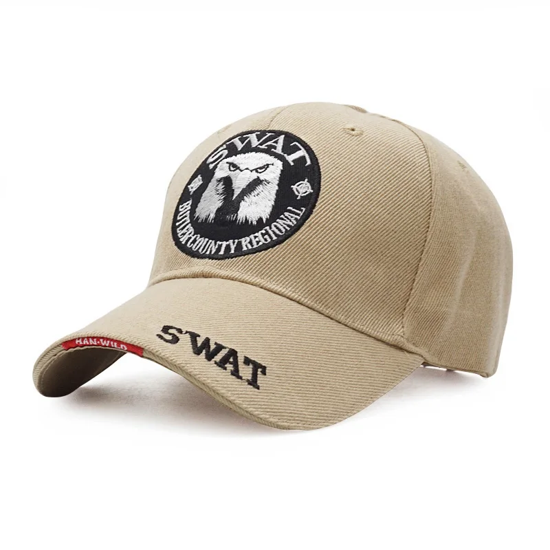 egale khaki Новая брендовая мужская тактическая бейсбольная кепка Eagle SWAT, армейская бейсболка, хлопковая кепка, Регулируемая Мужская Уличная Бейсболка Кепка Gorras - Цвет: egale khaki