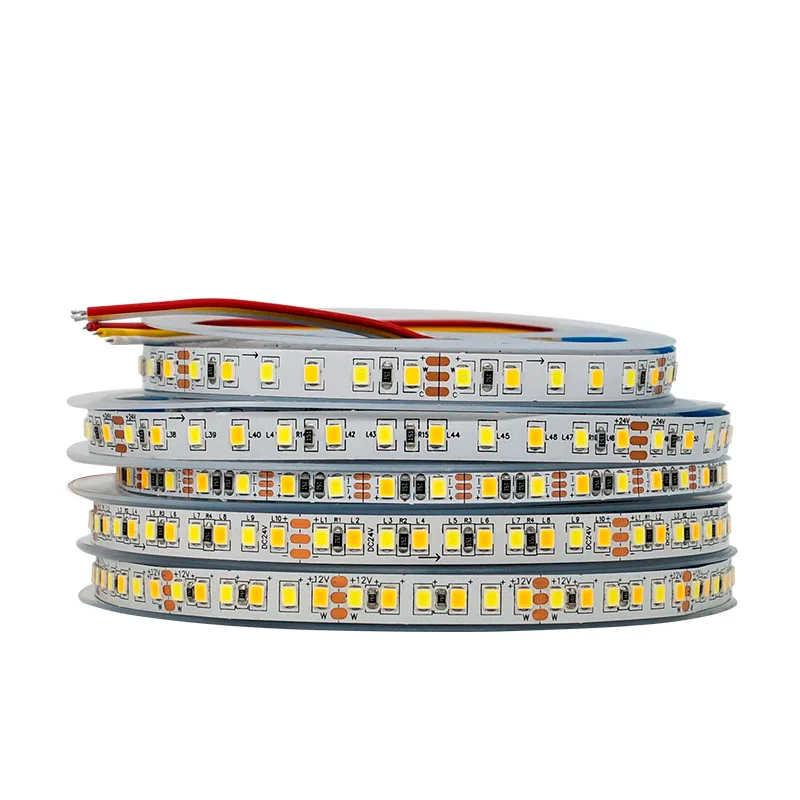 

50m 2835 CCT 2 in 1 LED Strip 120LED/M 180LED/M Dual Color Warm White & White LED Tape 5V 12V 24V DC led flexible light strip