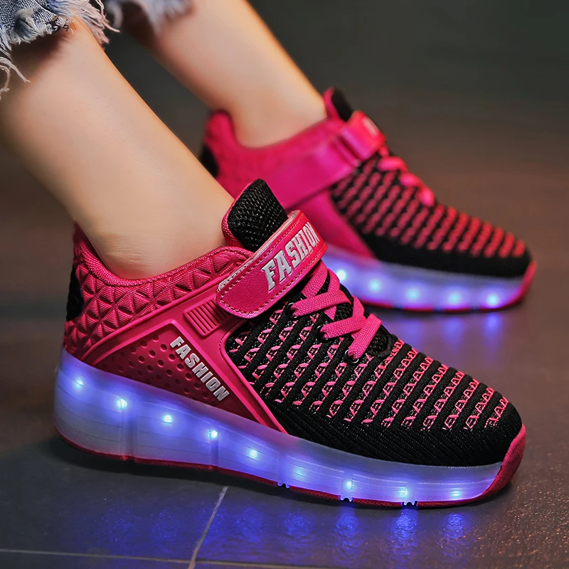 Luminous Sneakers with Backlight Rechargeable Glowing for Boys Rollers Women Soles Girls | Детская одежда и обувь