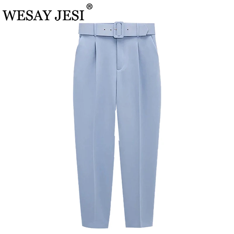 Брюки WESAY JESI женские с высокой талией, модные однотонные прямые штаны до щиколотки, уличная одежда, шикарные, 2021