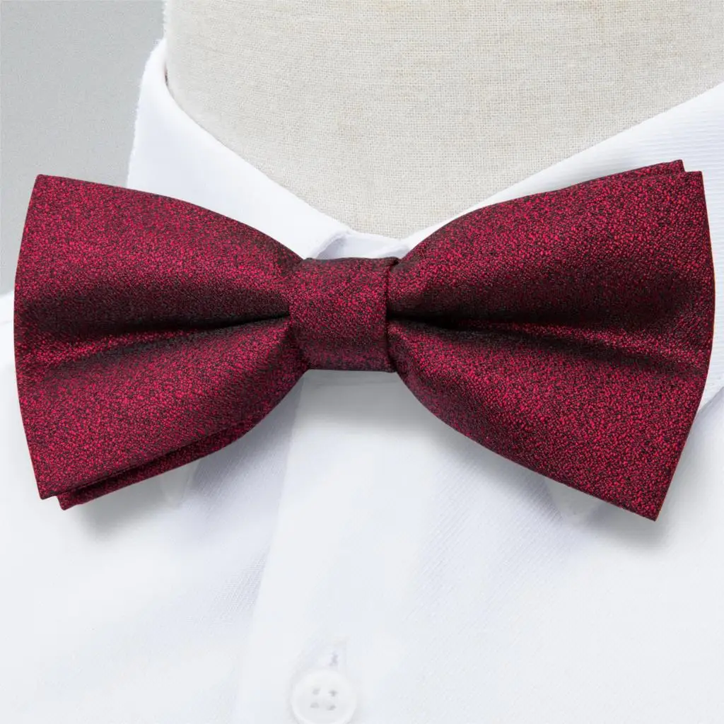 Шелковый однотонный галстук бабочка роскошный Цета красного вина мужской