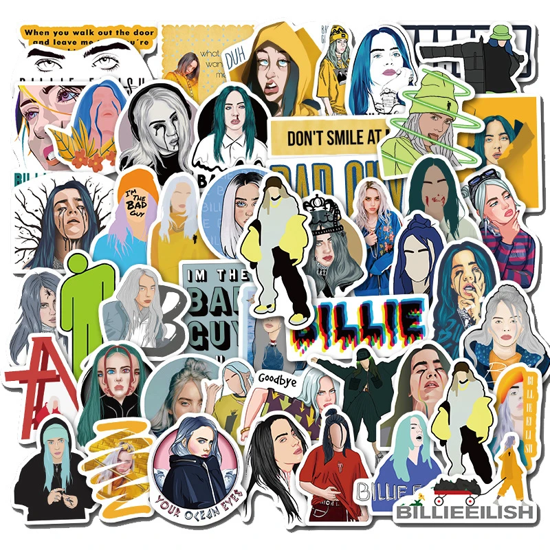50 шт. виниловый стикер для ноутбука Singer Billie Eilish водонепроницаемые Стикеры