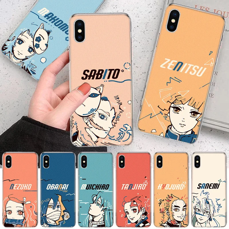 

Demon Slayer Kimetsu no Yaiba cute Soft Phone Case For IPhone 11 12 13 Pro MAX XR X XS Mini Apple 8 7 Plus 6 6S SE 5S Fundas Cas
