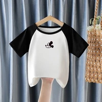 mickey mouse t shirt kids cotton tops disney cartoon figures print casual short sleeve girls t shirt baby tees casual costumes