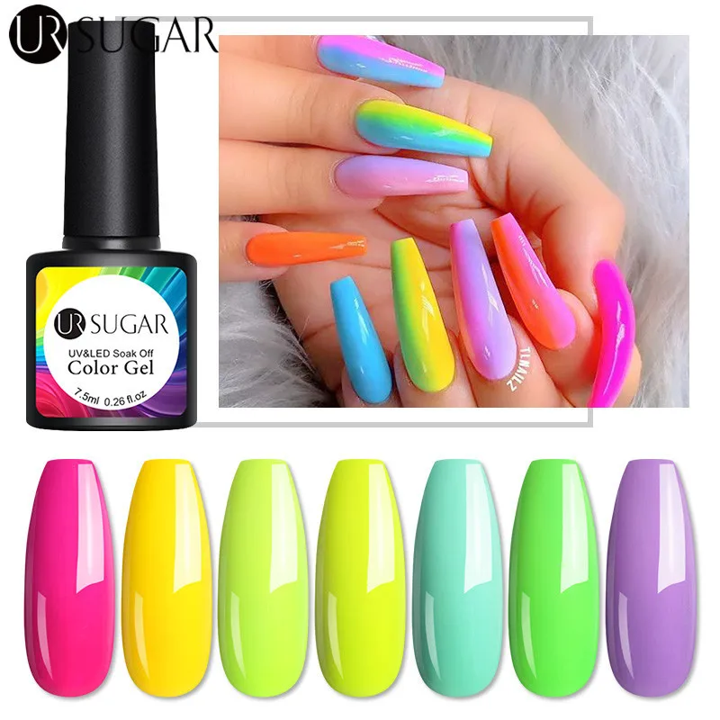 

UR SUGAR 6/9pcs Neon Color Gel Varnish Nail Gel Polish Set Fluorescence Neon Nail Salon Gel Soak off UV LED Bright Color