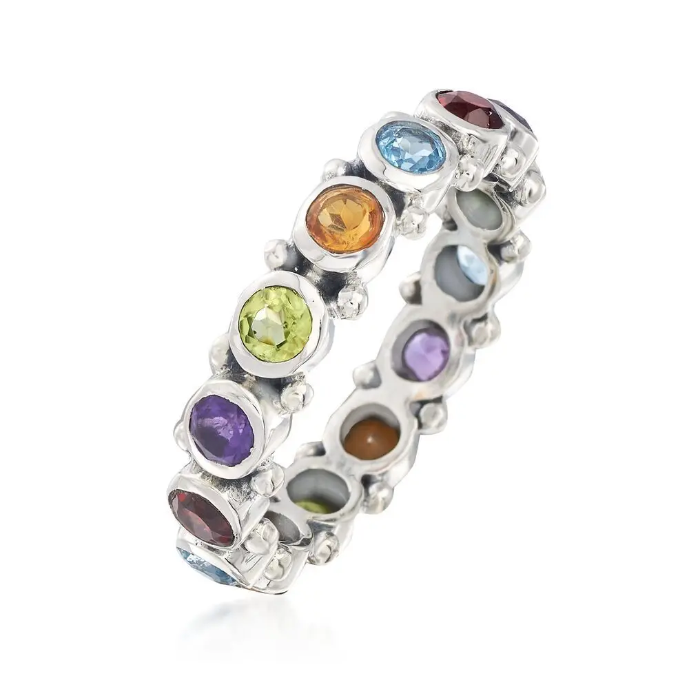 

Exquisite Single Row Colorful Zircon Ring Copper Plated Platinum Fashion Jewelry for Women Men Unisex Engagement Gifts