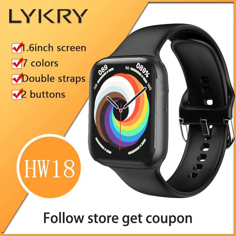 

LYKRY IWO HW18 Smartwatch 1.6 inch Full Screen 40MM Bluetooth-compatible Call 3D Dynamic UI Women Men Watch Series 6 PK IWO HW12