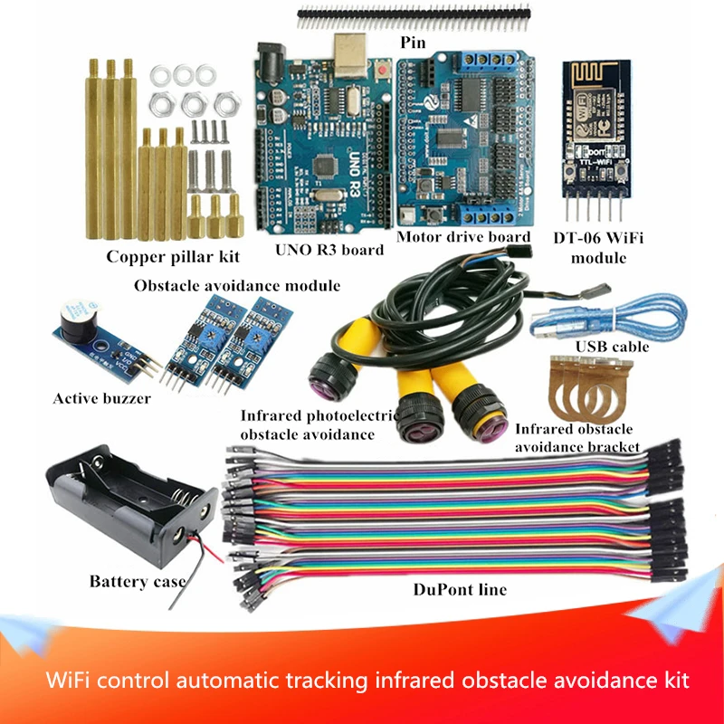 

Светодиодный Автоматический Инфракрасный Комплект для обхода препятствий с Wi-Fi управлением, металлический робот «сделай сам»/робот-Рычаг/...