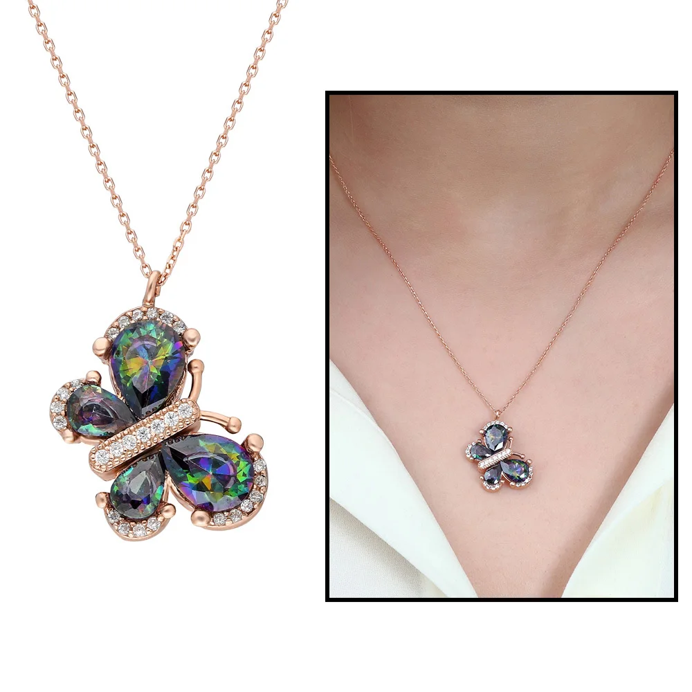 

Красочный циркониевый камень, Радужная Бабочка, искусственное серебро