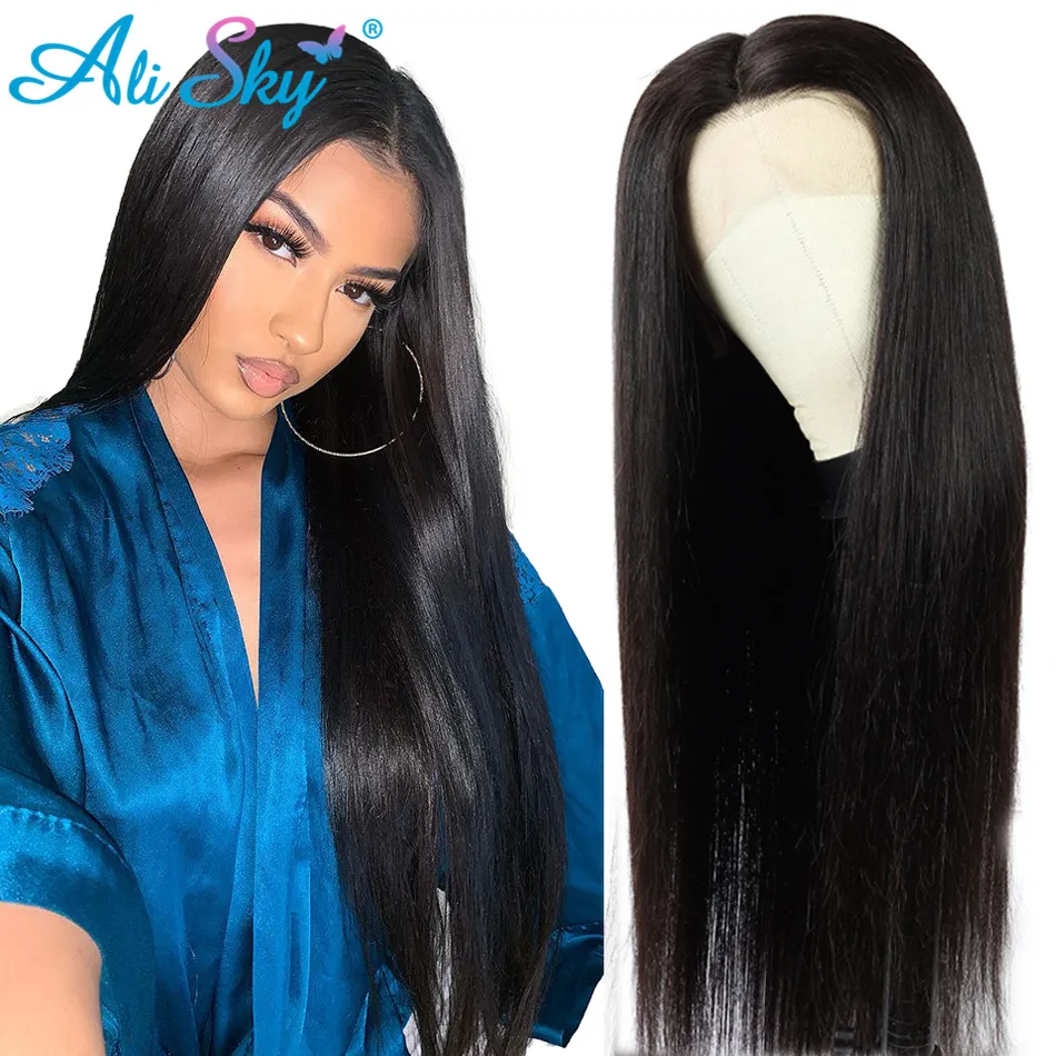 Ali Sky бразильские кружевные передние человеческие волосы парики прямые 100% Remy