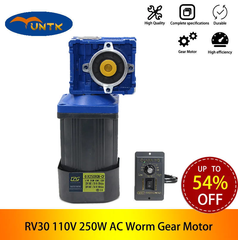 

RV30 110V 250W AC Worm Gear Motor With Speed Reducer Speed Controller High Torque Hot Sale Motor