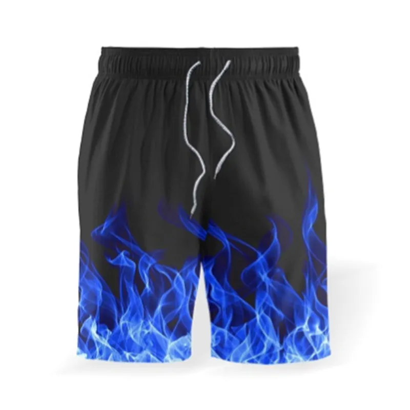 

2021 Brief Men Clothes Outfit Simplicity Beach Suit Blue Flame Print Male Short Sleeve Shorts Sets Cool Summer T-Shirt Set 5XL