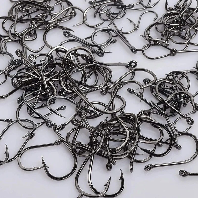 200PCS High Carbon Steel Barb Fishing Hook 10 Sizes (3 -12 ) Strong Custom Offset Sport | Спорт и развлечения