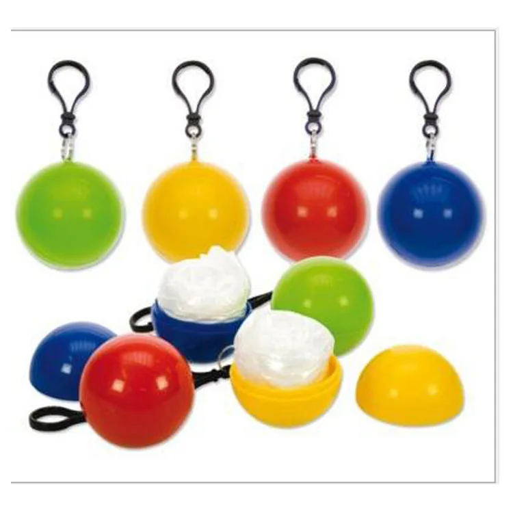 

5 Pcs Outdoor Portable Creative Spherical Raincoat Ball Key Chain Disposable Rain Covers