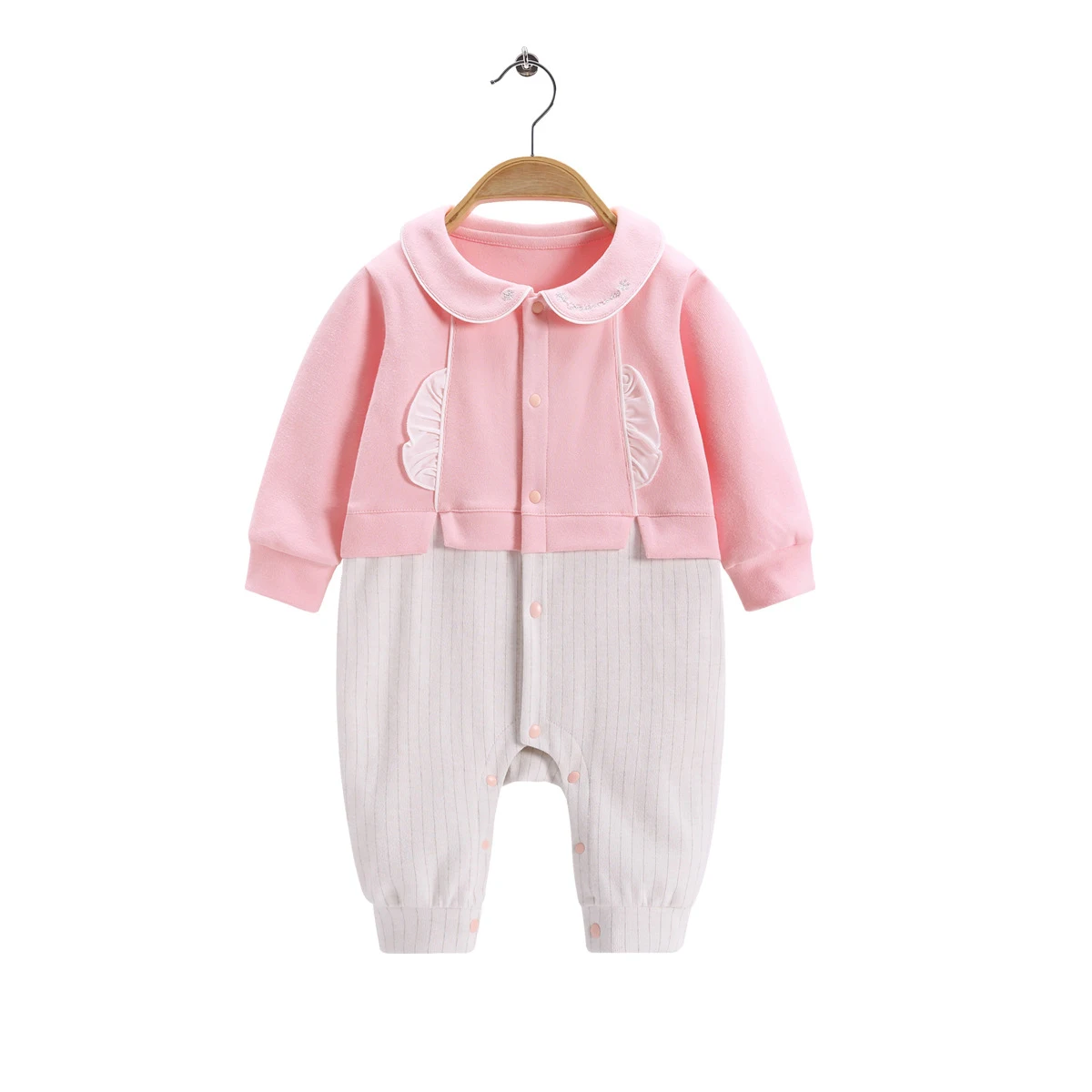 

2021 New Born Baby Spring Rompers Soft Cotton Jumpsuit Infant Baby Girls Long Sleeve Thick Clothes Outfit Baby Clothes Girl