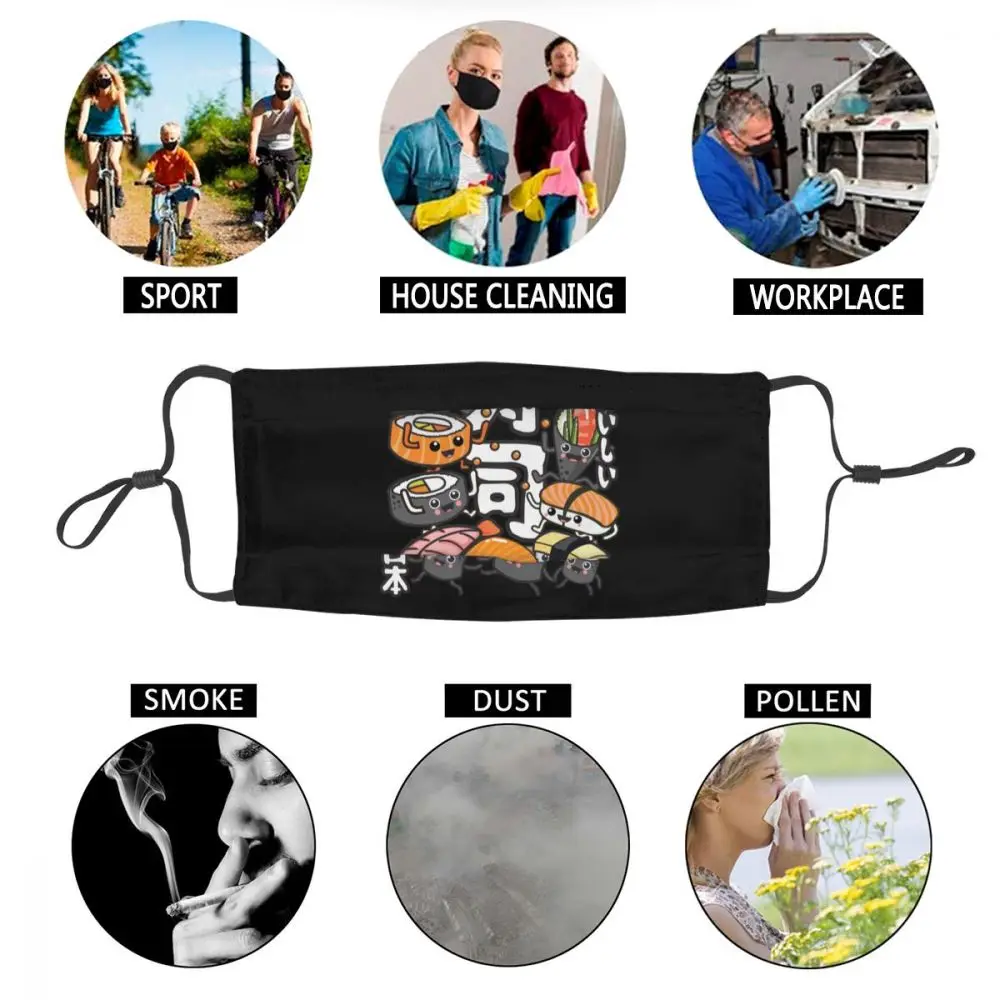 

Washable Kawaii Manga Japan Sushi Mask Cartoon Anime Art Anti Haze Dustproof Protection Mask Respirator Muffle