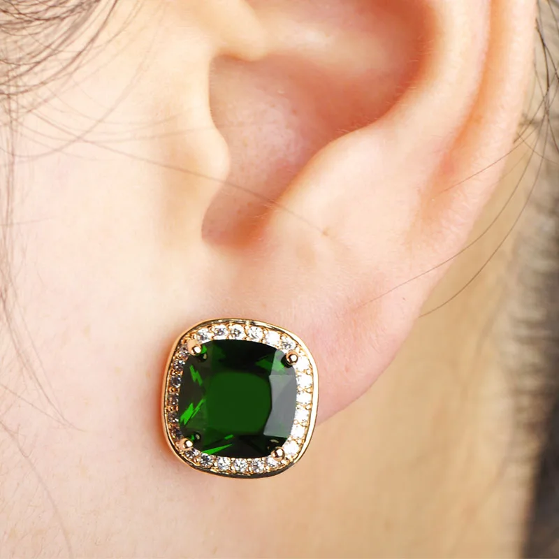 MECHOSEN Luxury Zirconia Square Stud Earrings Royal Blue Rhinestone Max Brincos Grandes For Personality Women Aretes Jewelry | Украшения и