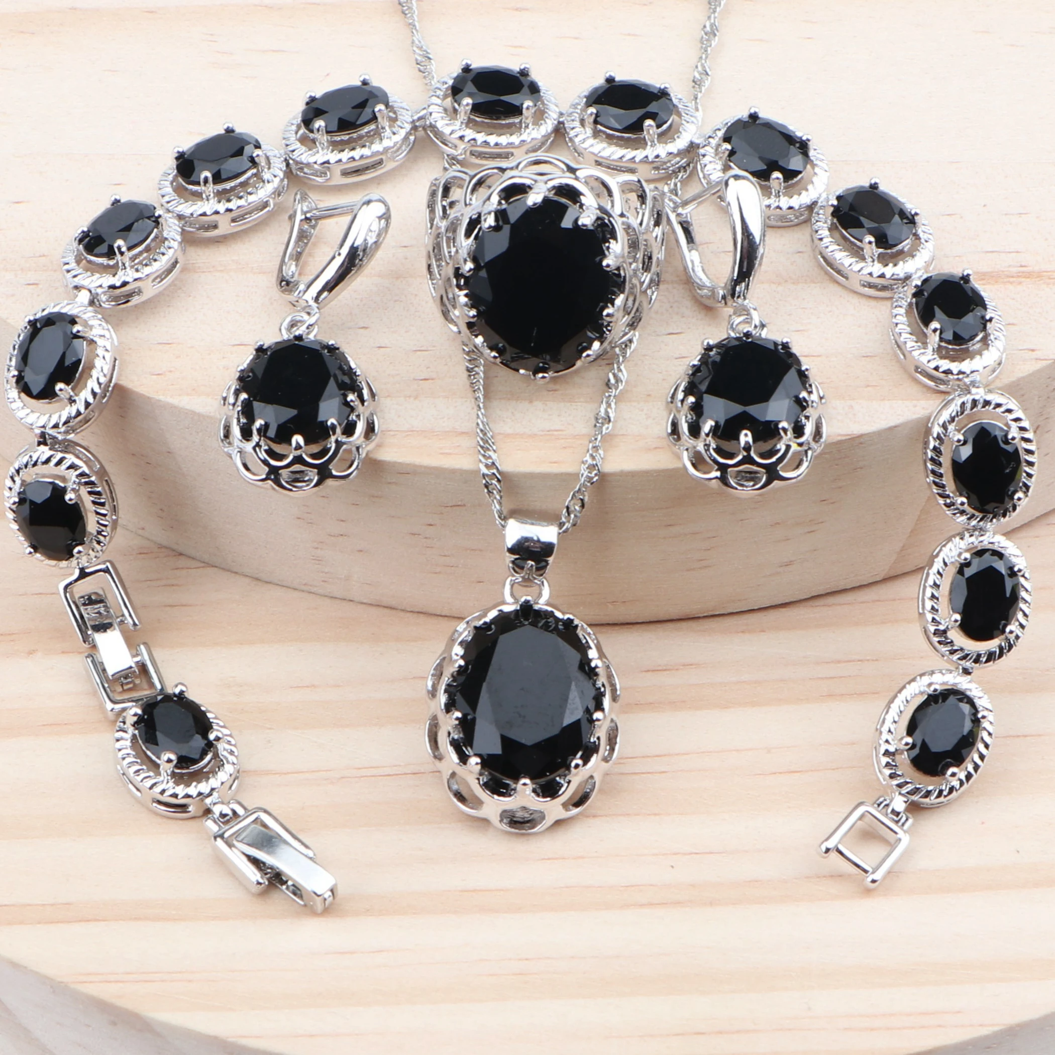 Женский комплект свадебных украшений из серебра 925 пробы обручальные ювелирные