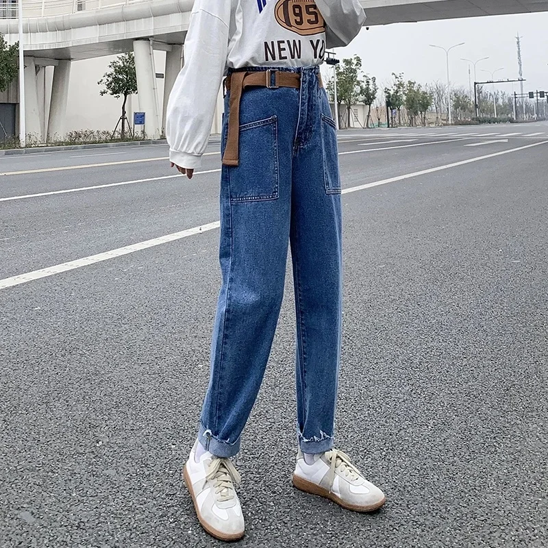 Джинсы женские прямые свободные с завышенной талией на весну 2021 | Женская одежда
